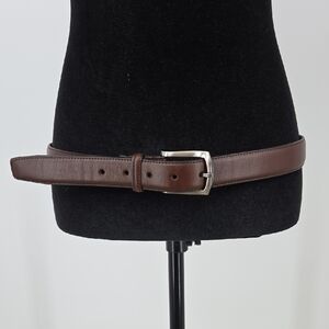 Brown Leather Men’s Belt with Silver Buckle